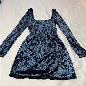 Mi Ami for Francesca’s Dark Blue Leticia Waisted Velvet Mini Dress